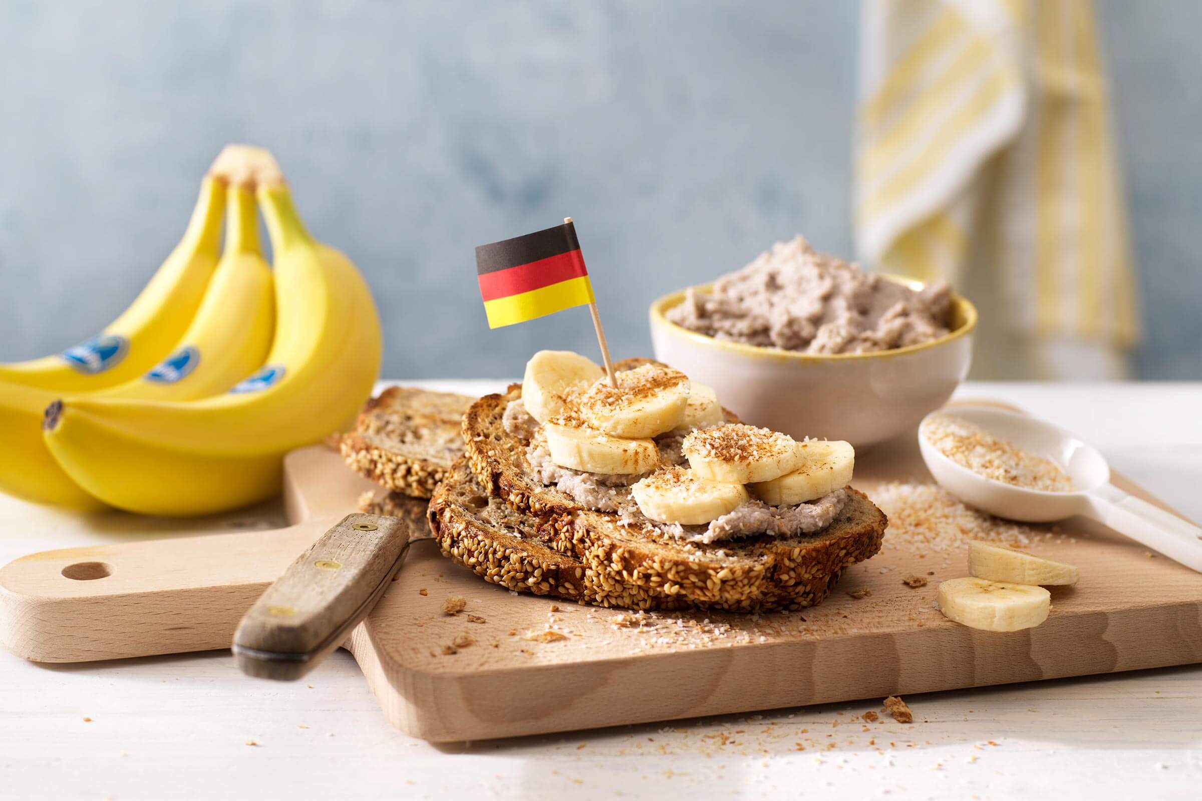 German Vollkornbrot with Chiquita banana and coconut.jpg